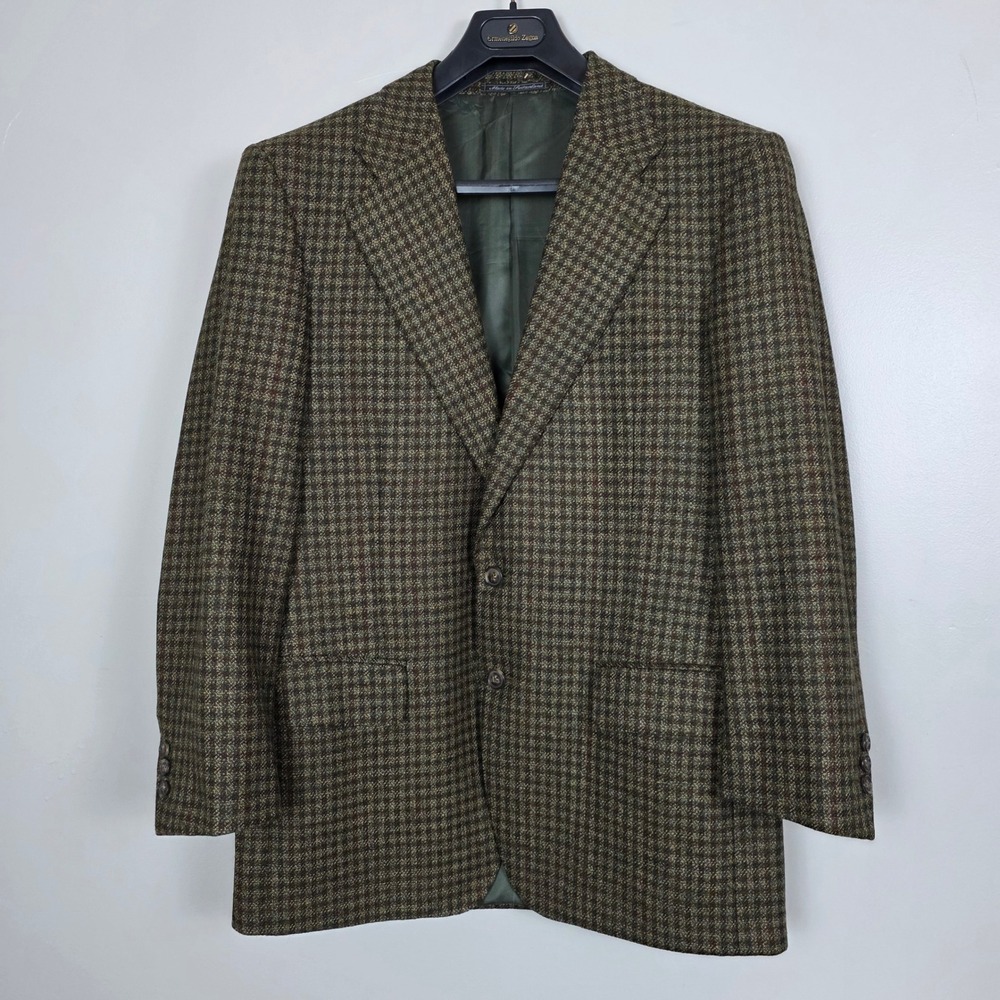 Ermenegildo Zegna Wool Mohair Blazer Sport Coat Check Switzerland 40R